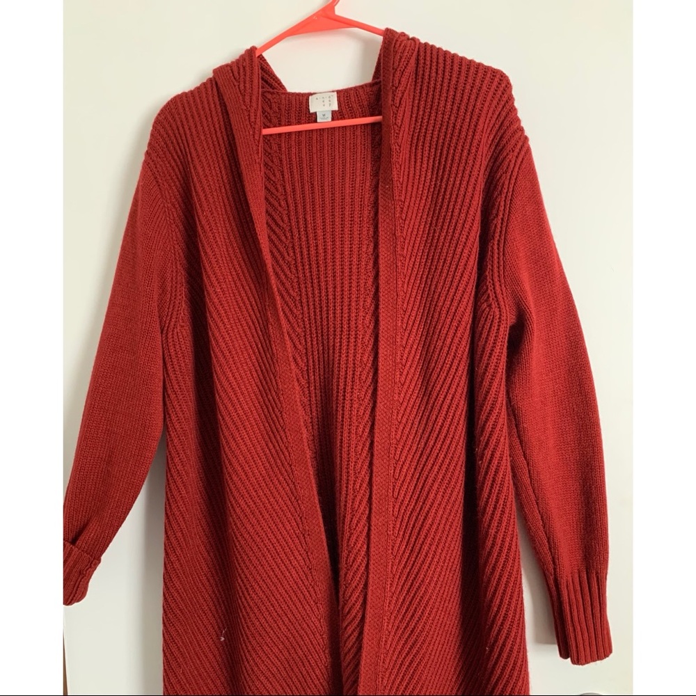 Long hooded cardigan